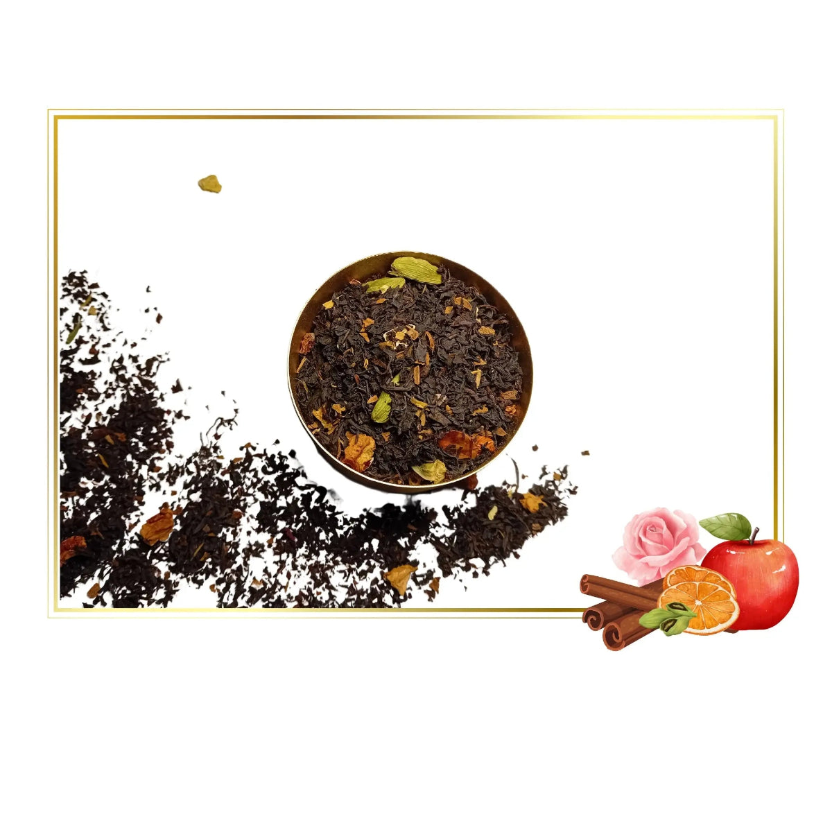 the noir noël qualité premium abonnement thé vert rooibos maté infusion tisane ayurvédique santé et bien être artisanale bio épices ayurvéda cocooning et zen pomme écorces d orange cannelle pétale de rose cardamome