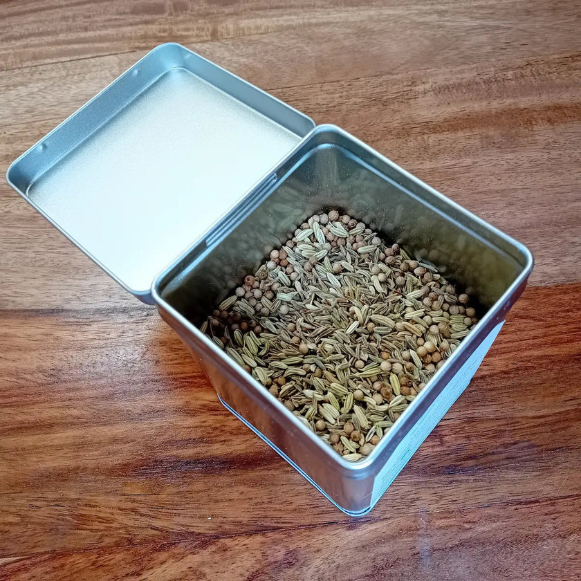 tisane ayurvédique ayurvéda épices bienfaits vertus vrac boîte à thé théière digestion happy belly fenouil anti ballonnements cumin infusion coriandre cocooning et zen doypack recharge apaisante soulage