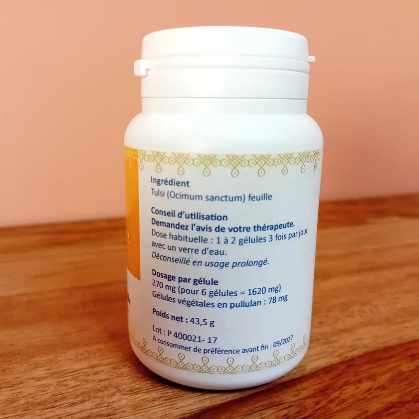 Complément alimentaire ayurvédique tulsi bio gelule ocimum sanctum bien fait aide le système respiratoire adaptogène naturel 