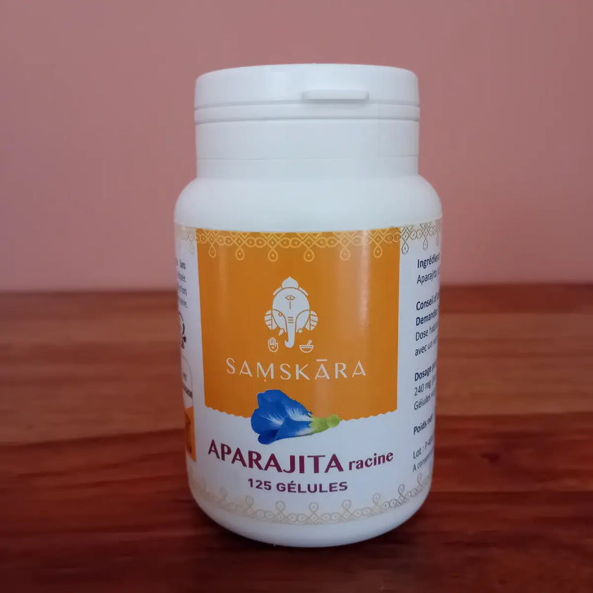 aparajite, clitoria, ternatea, complément alimentaire ayurvédique, antiinflammatoire, antistress, antidépresseur, aide à améliorer la mémoire, bon pour e foie