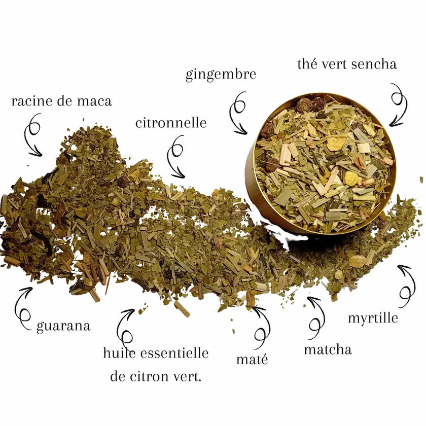 coffret rituels bien être box booster énergie vitalité retrouver la forme physique et mentale positif optimisme bonne humeur coup de boost  garder le moral  maté thé vert 