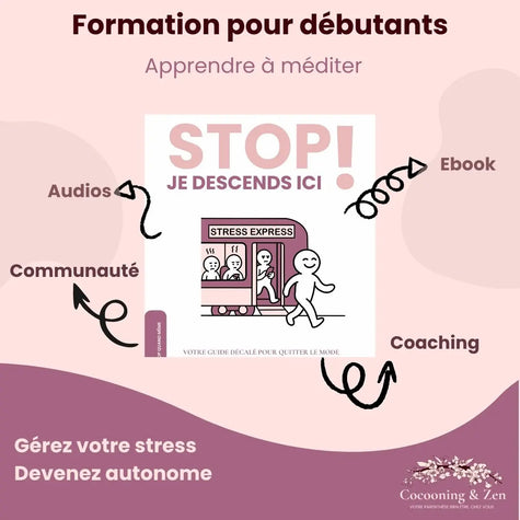 Ebook et formation pour apprendre la méditation de pleine conscience méditer au quotidien pour débutants nuls anti stress burn out épuisement professionnel perte concentration gestion des émotions méditation facile MBSR TCC