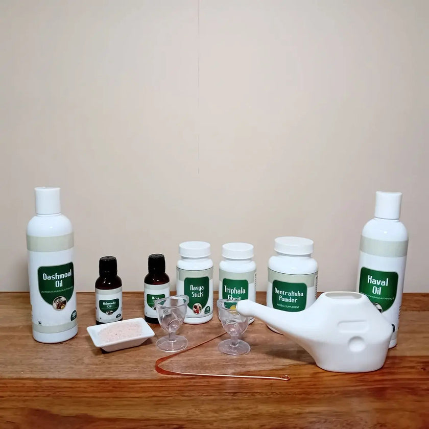 kit dinacharya produits ayurvédiques ayurvéda soin hygiène rituel indien