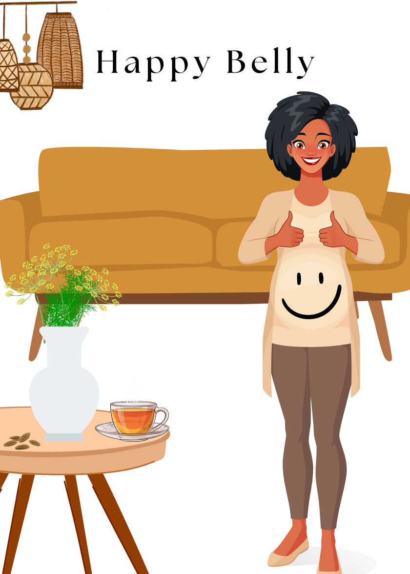 tisane ayurvédique ayurvéda épices bienfaits vertus propriété vrac boite à thé théière digestion happy belly fenouil anti ballonnements cumin infusion coriandre cocooning et zen doypack recharge 